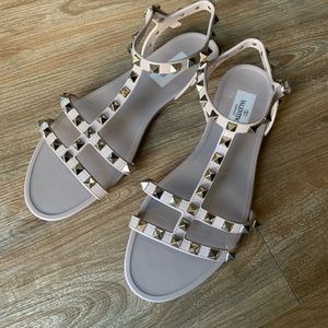 Valentino Rockstud Jelly Flat Gladiator Sandals